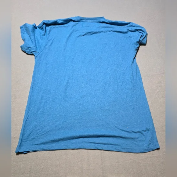 The Rolling Stones Blue Shirt with Red and Yellow Logo EUC PTP 23 - Picture 2 of 3